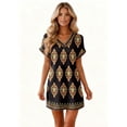 thumbnail image 6 of CHIUNL Summer Dresses for Women, V Neck Short Sleeve Ethnic Floral Mini Dress with Pockets, Casual Boho T-Shirt Dress, Fashion Vacation Outfits for Beach, Women Clothing (Yellow XXXL), 6 of 8