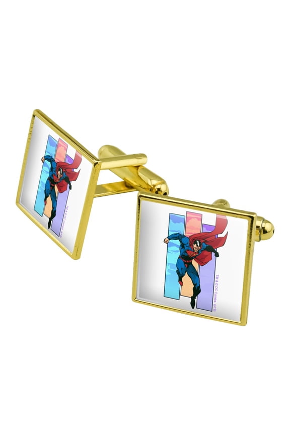 Superman Three Color Sky Square Cufflink Set - Silver or Gold