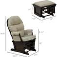 thumbnail image 2 of Nursery Glider Rocking Chair with Ottoman, Thick Padded Cushion Seating and Wood Base, Cream White, 2 of 8