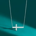thumbnail image 3 of Ross-Simons Sterling Silver Sideways Cross Necklace, Women's, Adult, 3 of 6