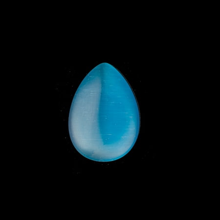 - 5pcs Teardrop Blue Cat's Eye Glass Cabochons Embellishments 18x25mm