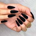 thumbnail image 5 of 24 uñas postizas mate color puro medio largo Stiletto almendra prensa en uñas puntas postizas manicura de dedos artificiales para mujeres y niñas (negro) Adepaton JQWJ509-1, 5 of 5