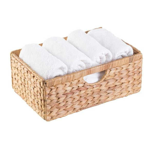 6 x 15 x 10 in. Foldable Natural Water Hyacinth Storage Bin, Brown - Small