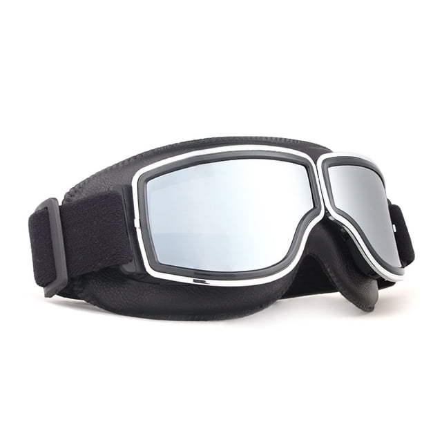 Marco negro JM con lentes de mercurio de cuero negro para bicicleta esquí crucero aviador Jet Cruiser motocicleta vintage scooter helicóptero Harley vintage MX-0138912FYD
