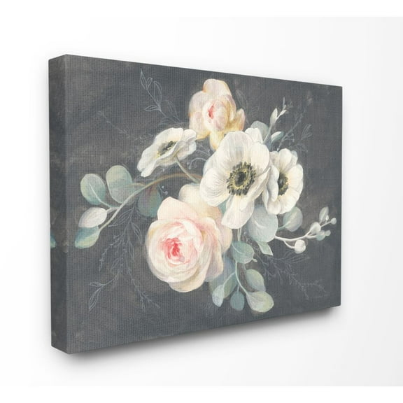 Stupell Industries Rose Anemones Flowers Chalk Pink Black Design Canvas Wall Art by Danhui Nai