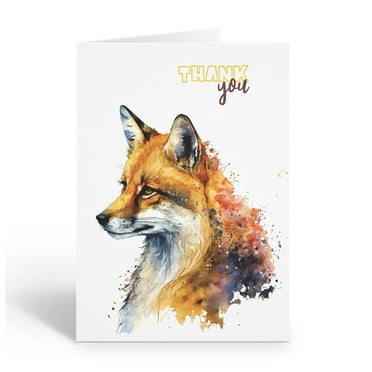 Stonehouse Collection | Watercolor Red Fox Thank You Note Cards |10-Pack Blank G