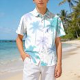 thumbnail image 2 of Xudanell Toddler Boy T Shirt Trendy Boys Button Down Shirt with Summer Floral Printed Pocket Short Sleeved Clothes Sky Blue 11-12 Years, 2 of 7