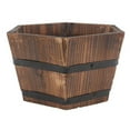 thumbnail image 1 of Nota: (tamaño grande hexagonal) maceta de madera maciza retro pequeño barril de madera diámetro superior 21 cm, fondo 17 cm, altura 12 m, 1 of 5