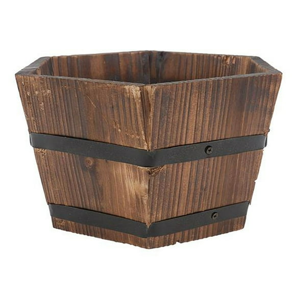Towl Flowerpot Bucket Pot Barrel Planter Urns Home Decoration Garden Wooden Tub 13.5*10.5*8cm