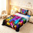thumbnail image 5 of Manfei Neon Gradient Letter A Twin Sheets,Paint Splatter Bedding,Black,3-Piece,1 Flat Sheet,1 Fitted Sheet and 1 Pillowcase, 5 of 6