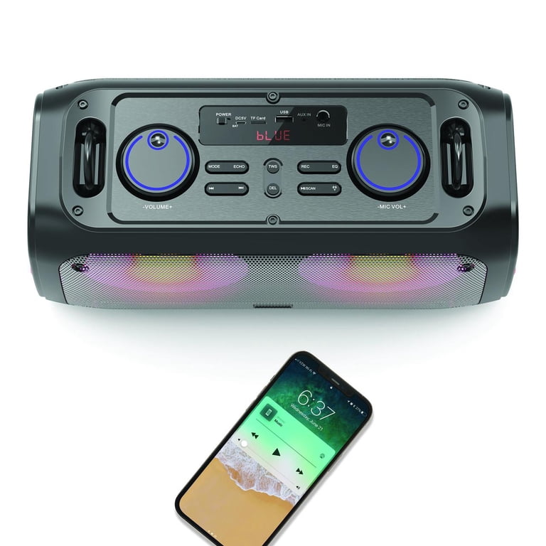 MiLife Portable Bluetooth Party Speaker Multi Color LED Lights