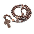 thumbnail image 2 of AOOOWER Wood Rosary Necklace Catholic Cross Necklaces Christian Religious Souvenir Gift, 2 of 5
