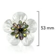 thumbnail image 3 of Vintage Elegance Mother of Pearl Shell and Gray Crystal Bead Flower Brooch Pin for Anniversary, 3 of 5
