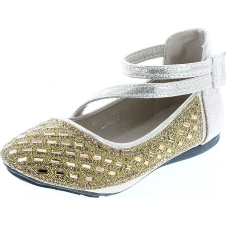 

Lucita Girls KD-1601KM Fashion Dress Flats Shoes Gold/Glitter 12