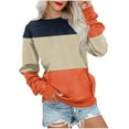 thumbnail image 1 of HKEJIAOI Chandails en Molleton pour Femmes Col Rond Bloc de Couleur Poids Moyen Manches Longues, 1 of 5