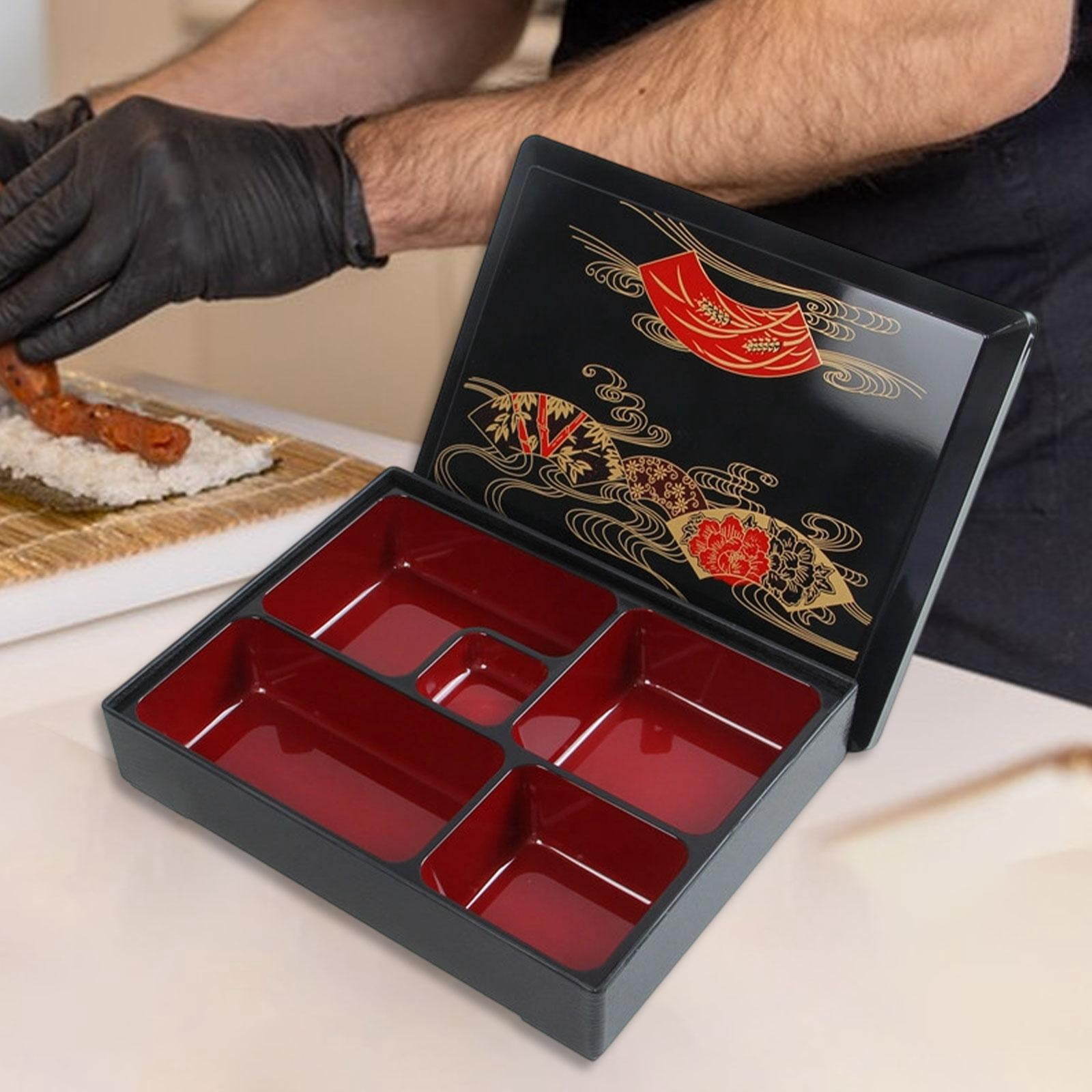 CoudarTitie Japanese Bento Box Lunch Box,Traditional,5 Compartments,with Lid Sushi Tray Food M