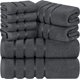 thumbnail image 1 of Juego de toallas Utopia Towels, 8 piezas, 600 g/m², algodón hilado en anillos, gris, 1 of 6