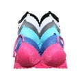 thumbnail image 6 of Angelina Wire-Free Demi-Cup Floral Lace Bras with Wide-Wing Support (6-Pack), 6 of 6