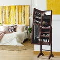 thumbnail image 5 of Costway Mirrored Jewelry Cabinet Organizer w/18 LED lights Brown, 5 of 10
