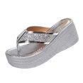 thumbnail image 2 of Samdudou Wedge Sandals Open Toe Thong Flip Flop Glitter Embellished Heel Summer Casual Beach Pool Vacation Ladies Outdoor Style Footwear Daily Wear Lightweight Modern Trendy, 2 of 7