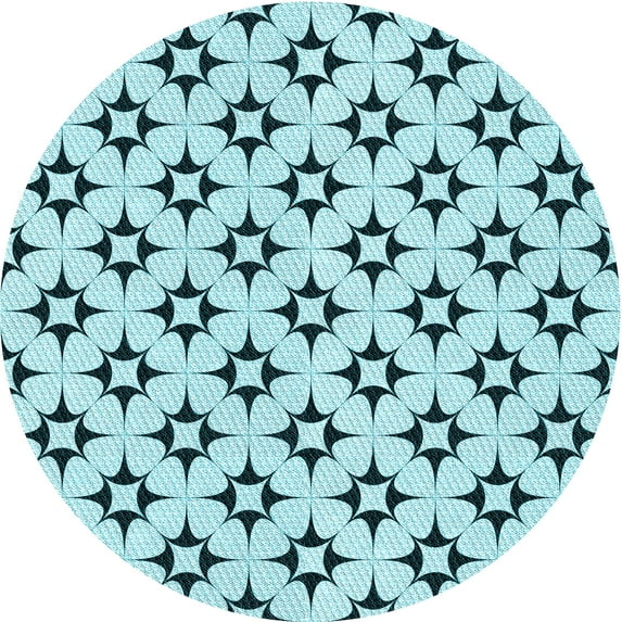 Ahgly Company Indoor Round Patterned Deep-Sea Green Area Rugs, 4' Round