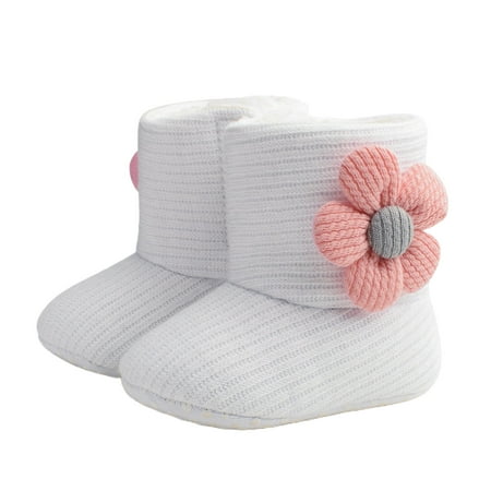 

infant baby girls sunflower snow boots non slip soft sole toddler first walker crib warm winter shoes pinshui