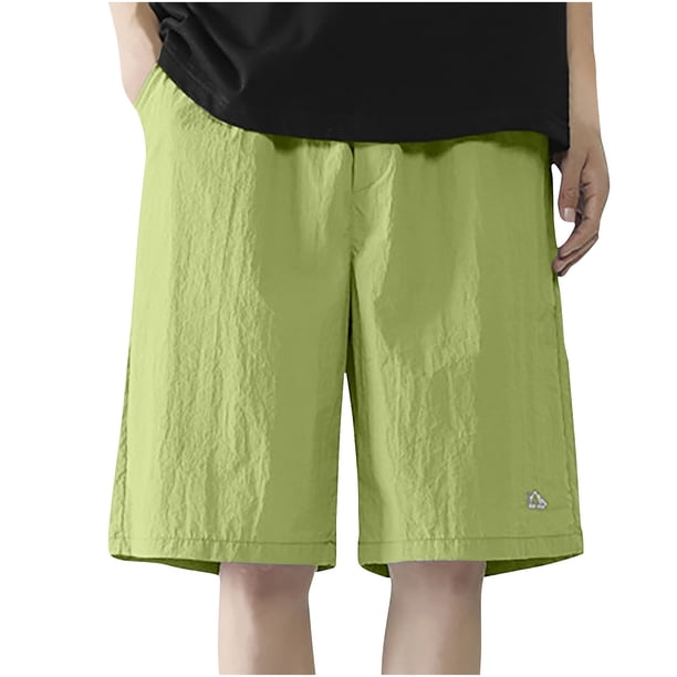 pstuiky Pantalones cortos de entrenamiento para hombre, Pantalones casuales lisos para hombre, pantalones cortos deportivos de gimnasio con cintura con cordón y bolsillo