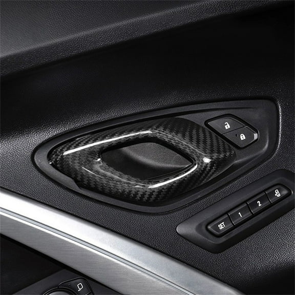 Acaige REAL HARD Carbon Fiber Door Handle Panel Cover Black For Chevrolet Camaro 16-23