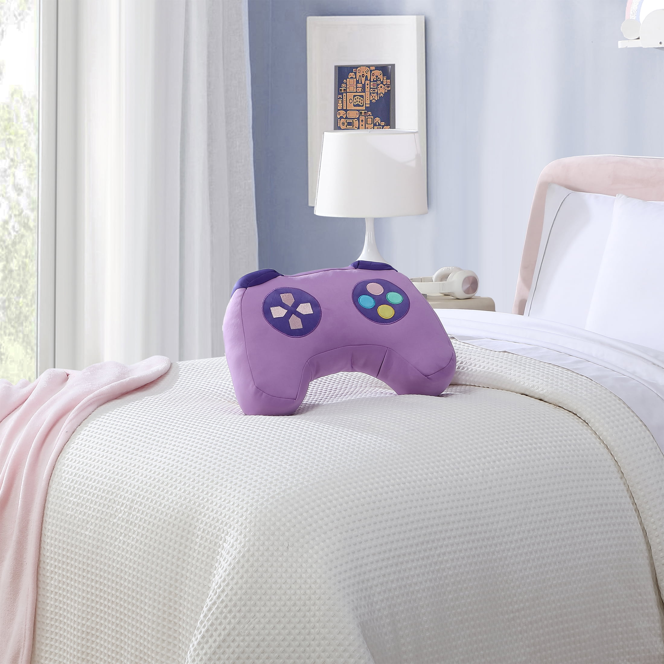 Your Zone Kids 17" x 12" Purple Gamer Cooling Plush Pillow