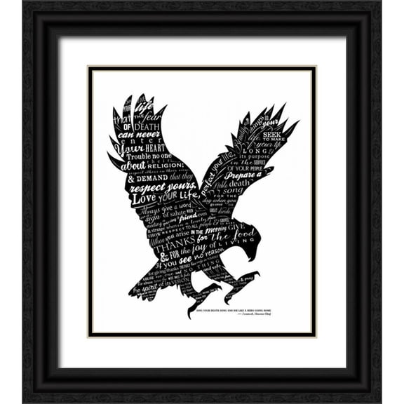 Longfellow Designs 26x30 Black Ornate Wood Framed with Double Matting Museum Art Print Titled - Eagle Black and White