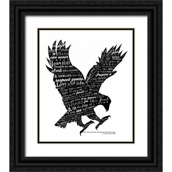 Longfellow Designs 26x30 Black Ornate Wood Framed with Double Matting Museum Art Print Titled - Eagle Black and White