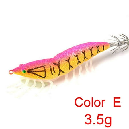 Simulation Jigs Lead Sinker Soft foot Squid Hook Wood Shrimp Lures Fishing Tackle Octopus Bait COLOR E - 3.5G