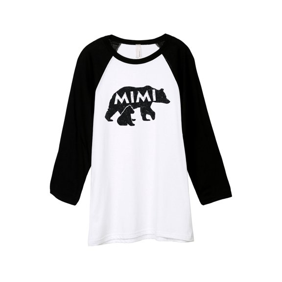 Thread Tank Mimi Bear Unisex 3/4 Sleeves Baseball Raglan White Black X-Small