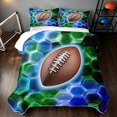 thumbnail image 2 of Manfei Boys Sports Twin Quilt Set, Football Game Twin Coverlet Set, Green Blue Brown, Black Reversible 2-Piece, 1 Bedspread and 1 Pillowcase, 2 of 7