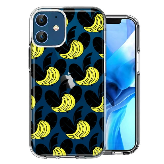 MUNDAZE For Apple iPhone 12 Tropical Bananas Design Double Layer Phone Case Cover