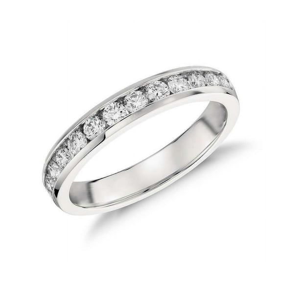 Channel Set Wedding Band 14K White Gold Over Half Eternity Band 1.5 Ct Round Diamond