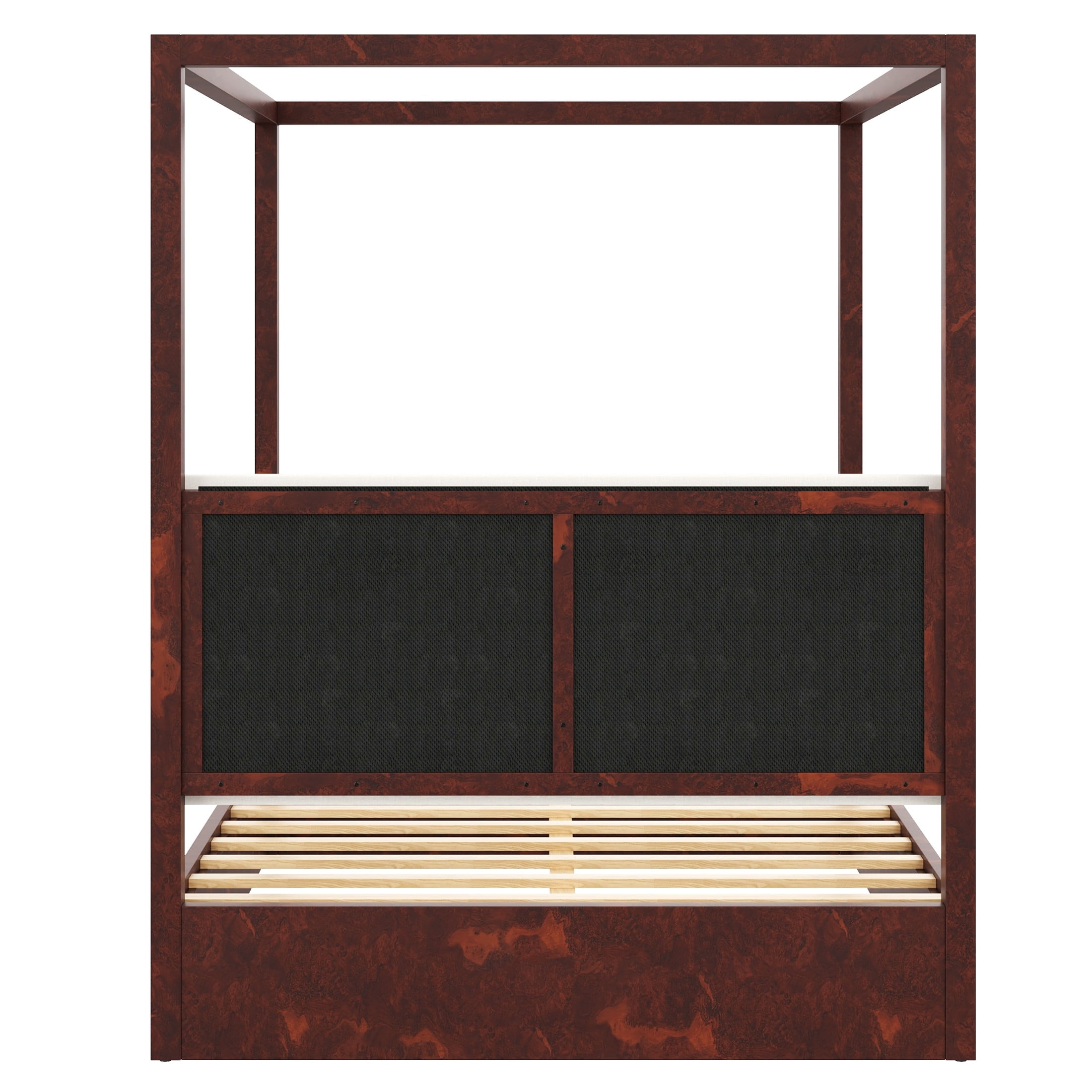 Christopher Knight Home Queen Canopy Platform Bed, Upholstered Headboard, Solid Wood Frame, Espresso