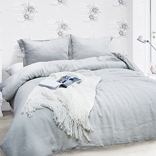 Merryfeel 100 Linen Duvet Cover Set Full Queen Grey Walmart Com
