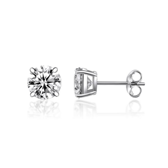 S925 Sterling Silver Moissanite Stud Earring Set,Diamond Stud Earrings Set 4 Prong Round Moissanite Diamond Stud Earring For Women and Men 6mm