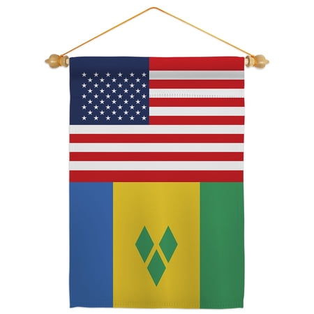 Saint Vincent And The Grenadines Us Friendship Garden Flag Set 13 X18.5 Double-Sided Yard Banner