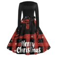 thumbnail image 2 of Women's Casual Fashion Printed Retro Square Neck Long Sleeve Dress with Merry Christmas AI Design, Fall and Winter Dress for Holiday Events and Daily Comfort,Wine,5XL, 2 of 4