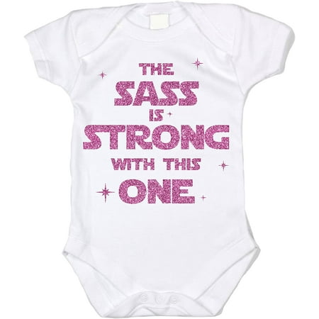 

The Sass is Strong with This one Pink Glitter Unisex Baby Bodysuit
