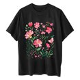 thumbnail image 4 of iHengLiXing Plus Size Spring Tops for Women 2025 Dressy Casual Women's Fashion Summer Round Neck Drop Sleeves Short Sleeve Printing Black XL, 4 of 7