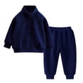 thumbnail image 5 of ITSAME Boys Outfits 2-Piece Half Zip Pullover Sweatshirt & Jogger Pants Kids Fall Winter Casual Active Set Blue Size 7, 5 of 8