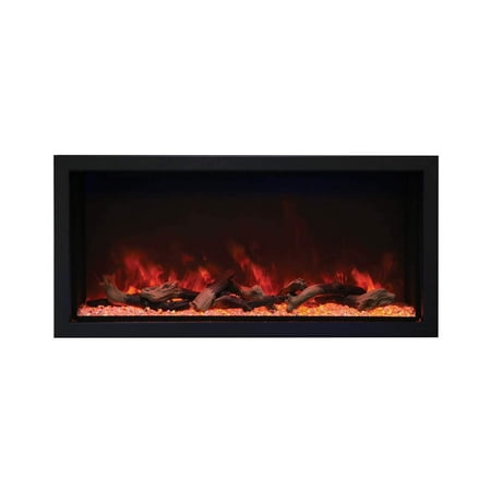 

Amantii Panorama Extra Slim Electric Fireplace with Knotty Black Birch Wood Mantel-Surround 40-Inch