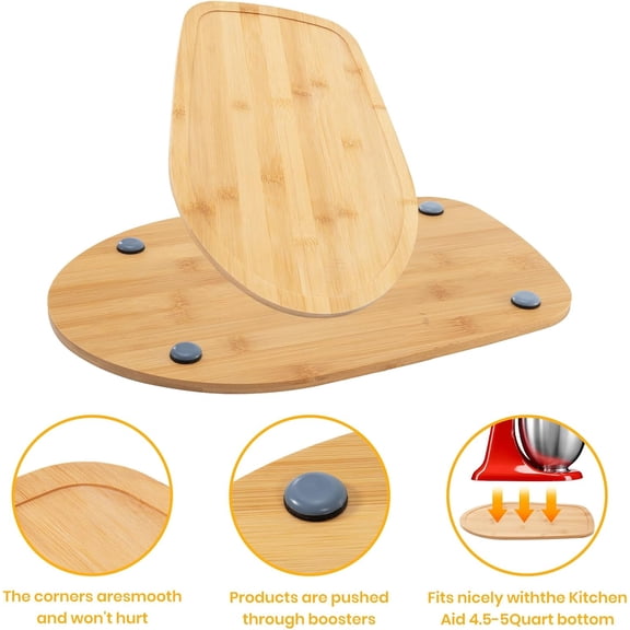 Bamboo Mixer Slider Fits for KitchenAid 4.5-5 Qt Stand Mixer, Appliance Mover Mat for Kitchen Aid, Countertop Sliding Tray Fits for Kitchen Aid Accessory and Attachments