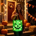 thumbnail image 2 of Light Up Halloween Glow Bag with LED Pumpkin Skull Design for Kids Trick or Treat Night Safety Party Favors, 2 of 5