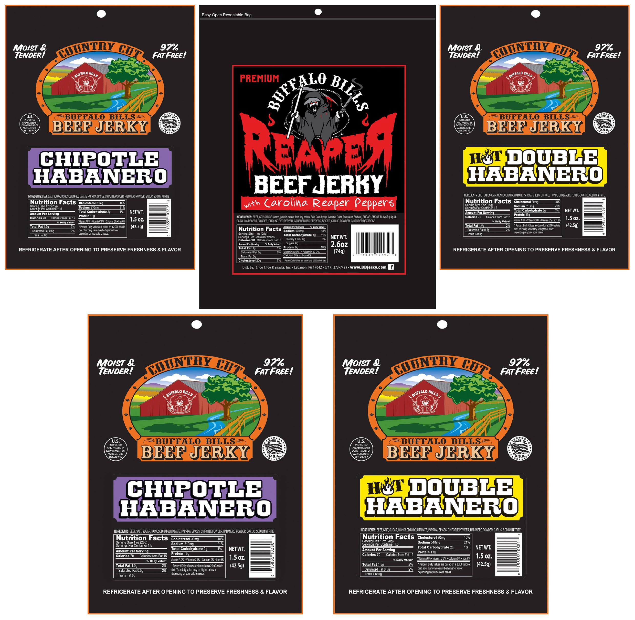 Buffalo Bills 10-pc Mostly Hot Jerky Sampler Gift Box (10 packs of mostly hot jerky)