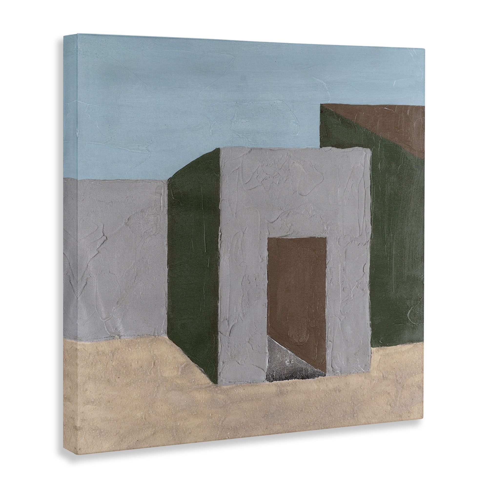 Stupell Industries Geometric Desert House Buildings & Architecture Painting Wrapped Canvas Art Print Wall Art, 36 x 36