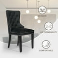 thumbnail image 6 of Foredo PU Leather Dining Chairs Set of 2, Tufted Upholstered Dining Room Chair with Pull Ring and Solid Wood Legs, Black, 6 of 7